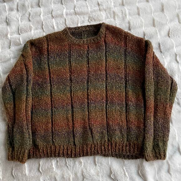 🔥Handmade Ombré Chunky Knit Boho Cottage Fairy Grunge Soft Sweater Unisex 1/2X - Picture 5 of 13